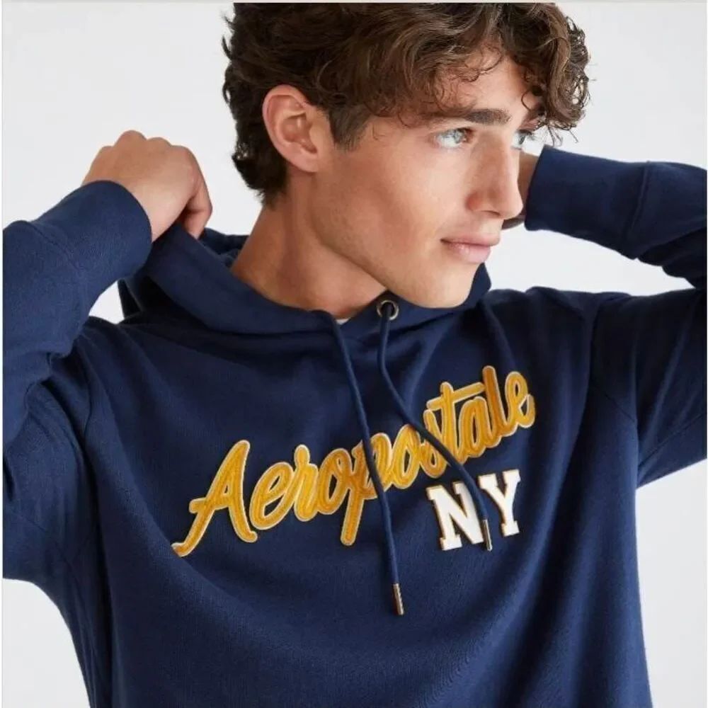 Aeropostale Men's Navy Cotton/Poly NY Sweatshirt Hoodie NEW